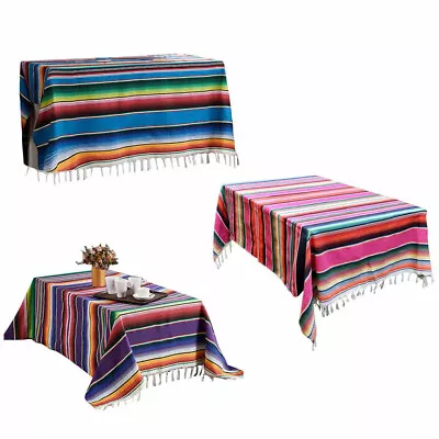 Soft Cotton Mexican Falsa Blanket Colorful Striated Beach Blanket Picnic Mat • $15.35