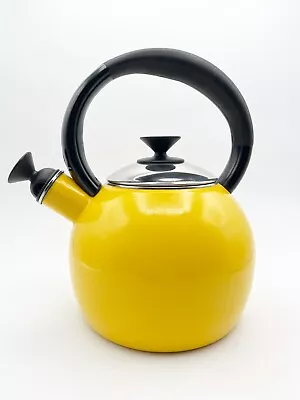 Copco Tea Kettle Pot Small Mini Yellow Enamel Whistling 1 Quart • $22.95