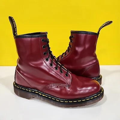 💥Dr. Martens Doc England MIE Rare 90's Vintage Cherry Red 1460 Boots UK7 US9💥 • $199