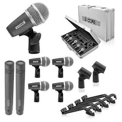 5Core 7 Pieces Drum Mic Kit W/ Metal Bass Snare Condenser Microphone Clip & Case • $98.99