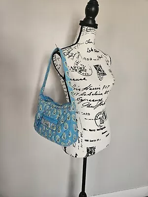 Vera Bradley Retired Bermuda Blue Quilted Shoulder Bag Purse Medium Handbag • $13.50