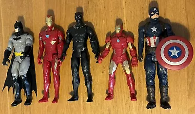 5 X Marvel 12 Inch Figures Bundle Iron Man America Panther Batman Avengers • £9.50