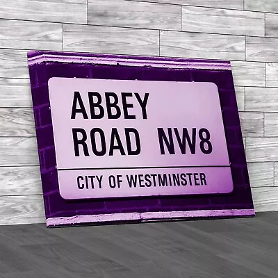 Abbey Road Street Sign Purple Canvas Print Large Picture Wall Art • £14.95