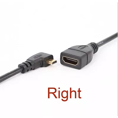 Gold Planted HDMI Female To 90 Degree Right Angled Micro HDMI Male Adapter Cable • $1.99