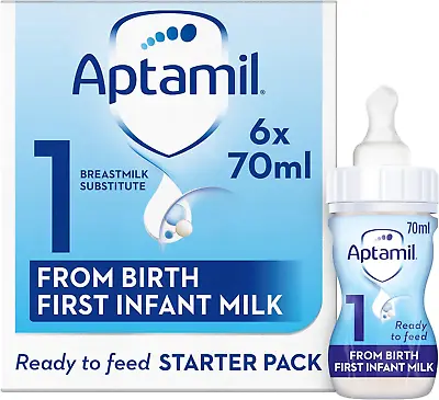 1 First Baby Milk Formula Starter Pack Ready To Use Liquid From Birth 6X70 Ml • £18.60