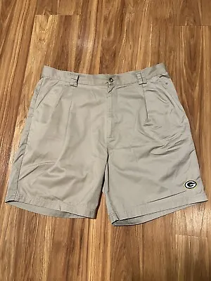 Green Bay Packers Shorts Reebok Khaki Golf Shorts Size 38-40 • $13.99