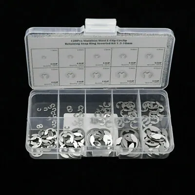 Stainles Steel E Clips C Circlip Kit Retaining Ring 120 X Assorted M1.5 - M10m • $6.44