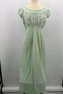 Vtg Kel Ray Mint Green & Pink Silky Nylon Full Length Nightgown Size 40 • $68