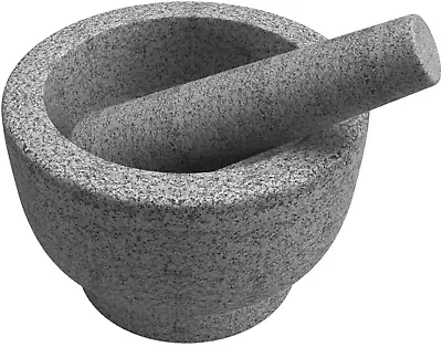 ™ Mortar And Pestle Set - 5 Inch – Stone Granite Grinder Bowl Molcajete Anti-Sc • $29.61