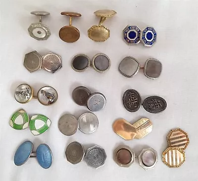 Vintage Single Cufflinks Lot Guilloche Enamel Sterling Asian Character Etc • $21