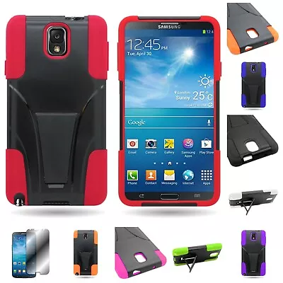 For Samsung Galaxy Note 3 Silicone Rubber Hard Hybrid Kickstand Cover Case • $5.49