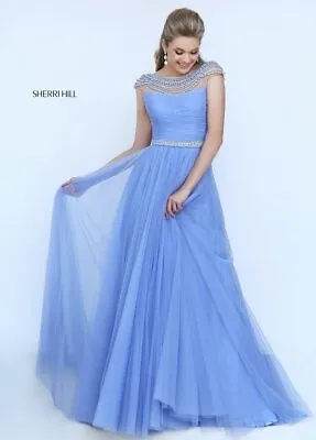 NWT Sherri Hill 50187 PROM Pageant Gala Ball Gown Periwinkle Size 10 • $199