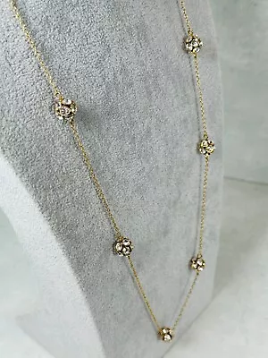 J. Crew Necklace Pave Crystal Rhinestone Disco Ball Stations Gold Tone 34  • $26.95