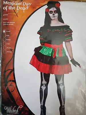 Mexican Day Of The Dead Costume Lady Death Halloween Fancy Dress Outfit X SMALL • £15