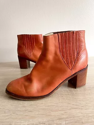 WOLVERINE Samantha Pleet 1000 Mile  Leather Ankle Boots In Marmalade Sz 8 • £18.49