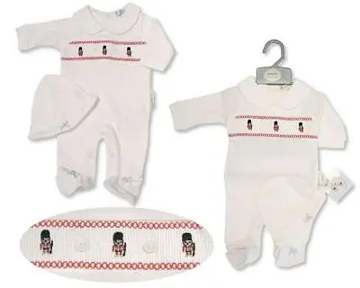 £13.49 • Buy Baby Boys White & Red Spanish Style Smocked Soldiers Babygrow & Hat Outfit NB-6M