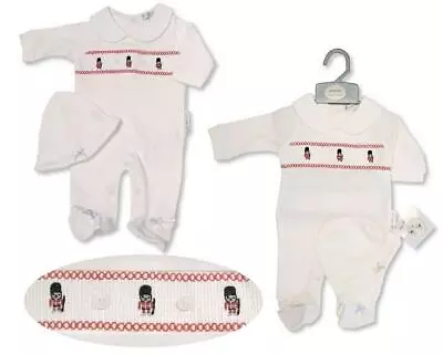 £13.49 • Buy Baby Boys White & Red Spanish Style Smocked Soldiers Babygrow & Hat Outfit NB-6M