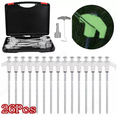 26Pcs Heavy Duty Camping Tent Pegs Kit Screw In Ground Camping Outdoor Stakes AU • $15.99