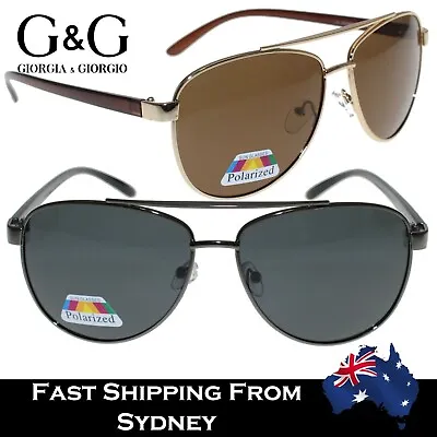 G&G Men Women Aviator Polarized Sunglasses Metal Frame Black Brown -02039P • $29.99