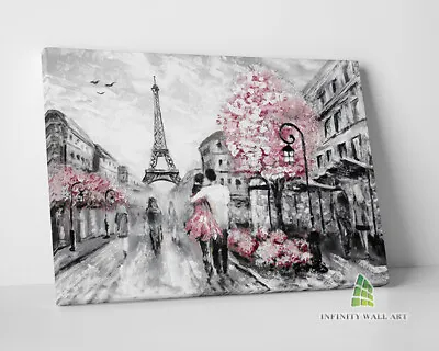 Pink Paris City Canvas Art Oil Painting Framed Wall Art Print Picture Decor-D857 • £10.18