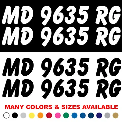 Custom Boat Registration Numbers Decals Set Of 2 3  X 18  Letters Jet Ski Decal • $13.45