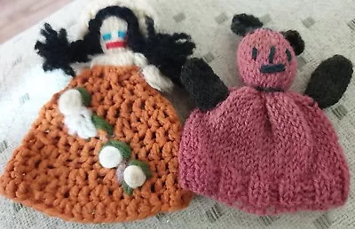 £4 • Buy Pair Vintage Homemade Knitted Crocheted Egg Cosies.