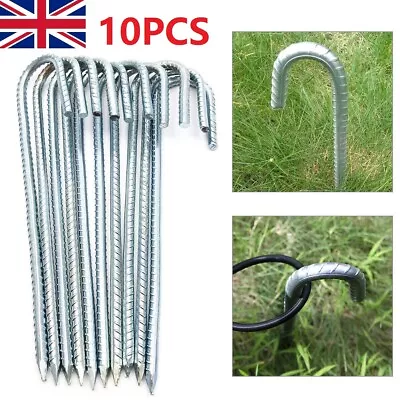 10X Tent Pegs Heavy Duty Steel Marquee Ground Stakes 300mm X 8mm Camping Awning • £13.99