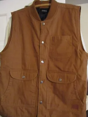 BRIXTON Sleeveless VEST Sz Lg POCKETS HEAVY QUALITY CANVAS OUTDOOR ACTIVE WORK • $19.99