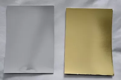 20 X Sheets Of A5 Mirror  Board Card Craft - Gold And Silver • £3.59