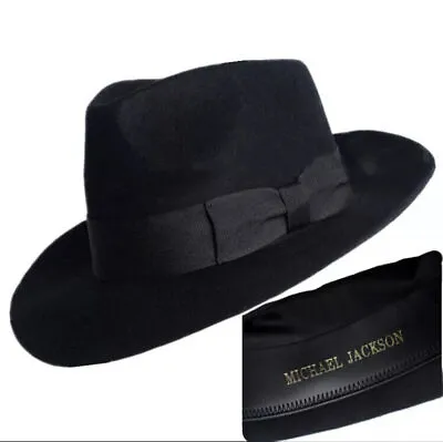 Michael Jackson MJ Black Men's Wool Fedora Hat Cap Cosplay Costume Props • $29.79