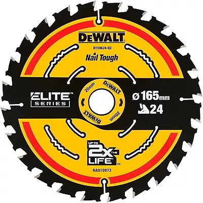 DeWalt DT10624 Extreme Framing Circular Saw Blade 165mm X 20mm 24T  • £11.80