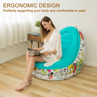 Air Inflatable Bedroom Bean Bag Chair Set Foot Stool Indoor Lazy Sofa Outdoor • $75.46