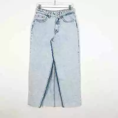 Zara Long Denim Skirt Slit Light Wash Size Large • $39.99