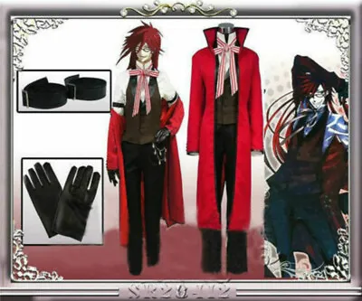 Black Butler Grell Sutcliff Red Death Cosplay Costume Men Full Set Outfits New  • $20.80