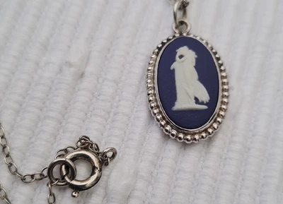 £25 • Buy Vintage Wedgwood Jasperware Pendant & Chain Necklace Sterling Silver 
