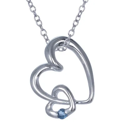 0.03 Cttw Pendant Necklace Blue Sapphire Heart Pendant Necklace For Women In • $39.99