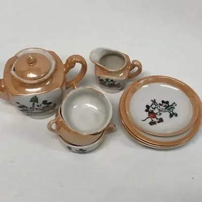 Mickey And Minnie Lusterware Toy Tea Set 1930s 10 Pc • $29.99