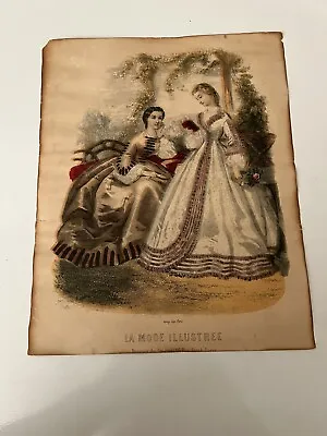 Vintage La Mode Illustree Hand Colored 1880's Victorian Fashion Prints 10 X 8  • $10