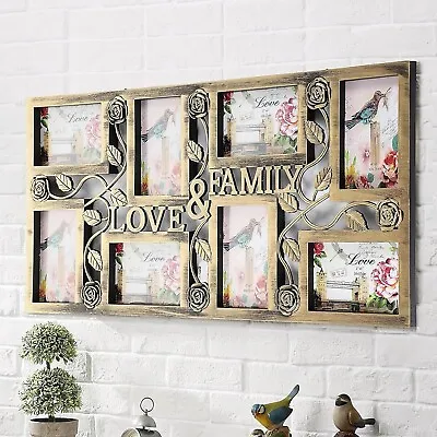 Large Multi Aperture Collage Picture Frame Holds 8 Photos Vintage Copper Look • £19.45