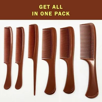 6 Assorted Brown Comb Set Hair Styling Hair Dressing Salon Barbers Men Women Cut • £4.99