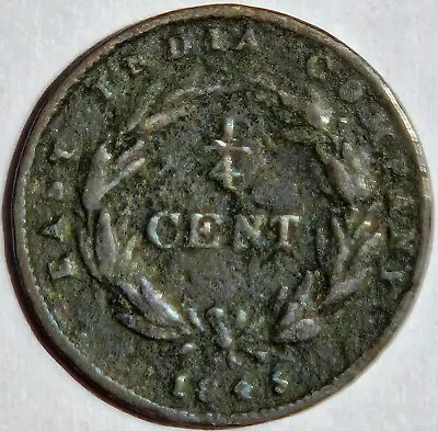 1845 British East India Co. Straits Settlements Victoria 1/4 Cent Km-1 Old Coin • $0.99