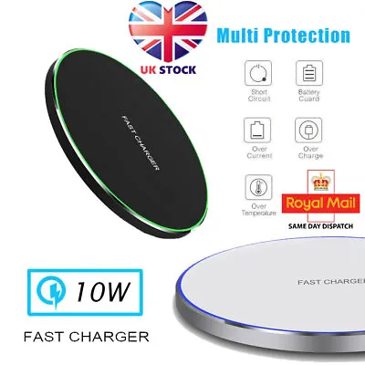 UK QI Wireless Charger Charging Pad For Samsung S22 S21 S8 S9 S10 S20 • £5.59