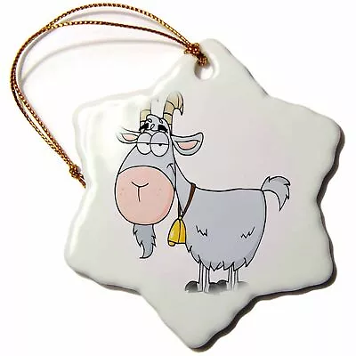 3dRose Cartoon Billy Goat Funny Animal Cartoon 3 Inch Snowflake Porcelain Orname • $14.99