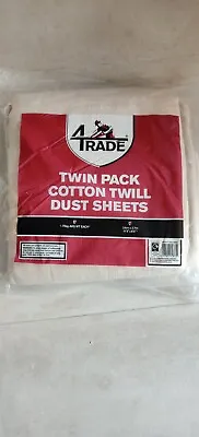 4 Trade  Dust Sheet Cotton Twill Twin Pack 3.6m X 2.7m RRP £28 New • £18