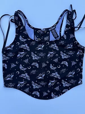 Hot Topic Lace Up Moth Print Crop Top Plus Size 2 • $13