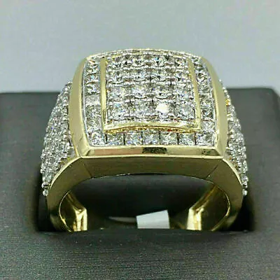 Men's 10K Yellow Gold Over 3.00Ct Lab-Created Diamond Wedding Band Pinky Ring • $48.30