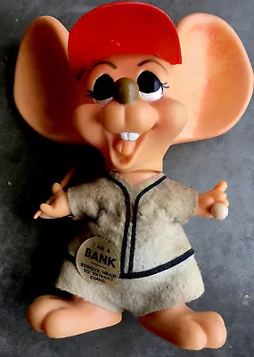 Royalty Industries Inc. Roy Des 1970 Hard Rubber Baseball  Mouse Bank • $14.99