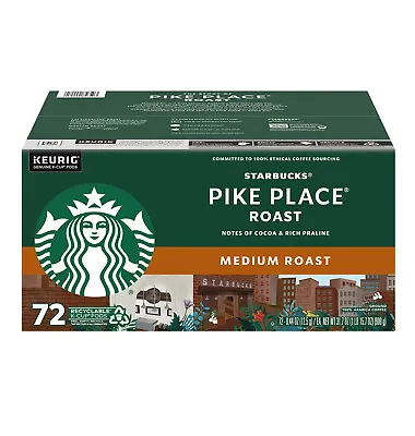 NEW Starbucks Pike Place Medium Roast Coffee 72 K-Cups For Keurig Brewers  2024 • $29.99