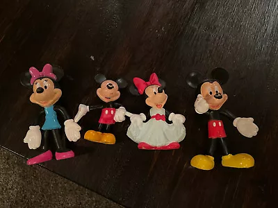 4 Vintage Walt Disney Mickey And Minnie Mouse Figurines • $13