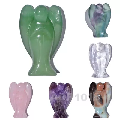 Healing Crystal Gemstone Carved Pocket Crystal Guardian Angel Figurines 2 Inch • $10.98